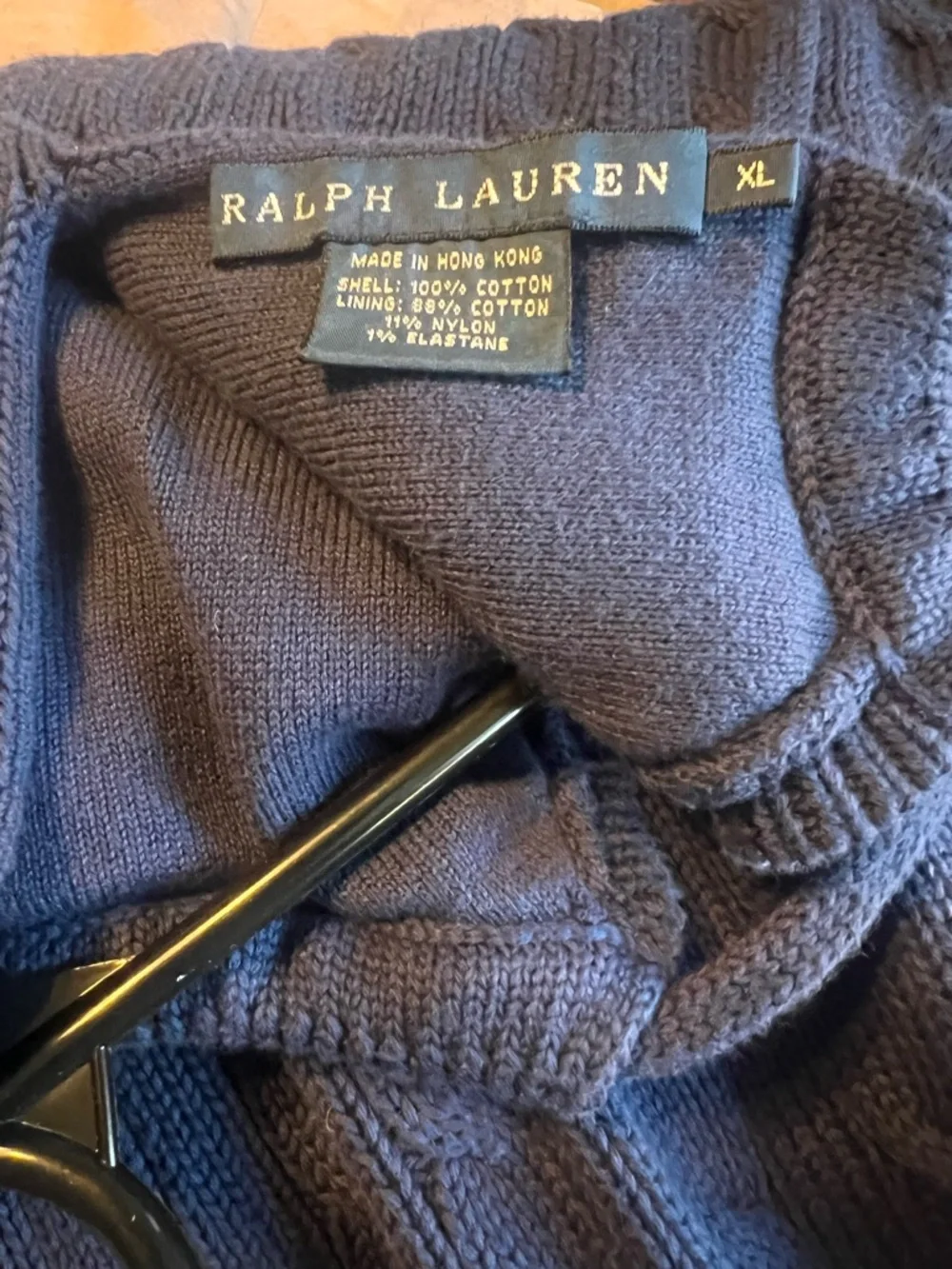 Ralph Lauren Navy Cable-Knit Halter Tank with Pink Pony - Picture 4 of 6